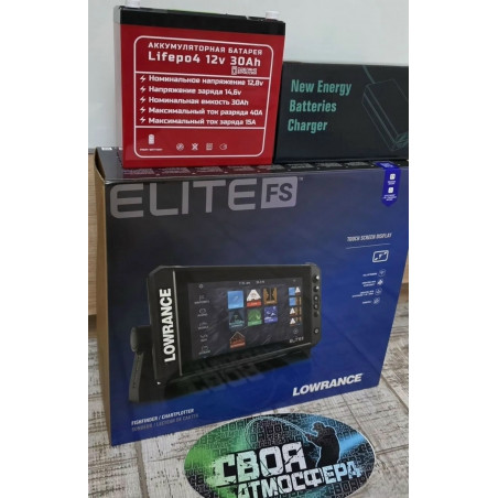 Lowrance Elite FS9 + Аккумулятор LifePo4 30А(26.2)
